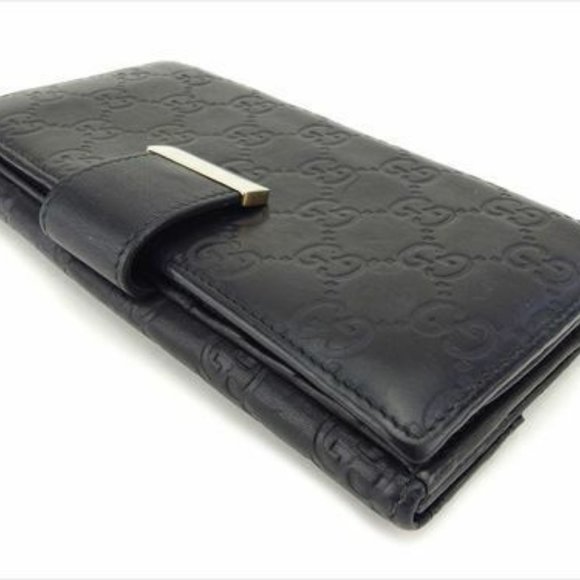 Gucci Wallet Purse Guccissima Black leather Woman unisex Authentic Used T8433 - Picture 7 of 7